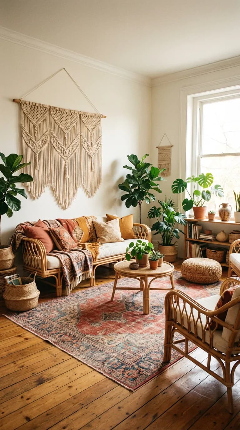 Boho living room interior