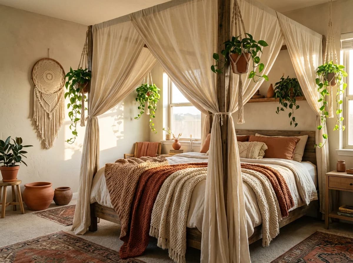 Boho bedroom interior
