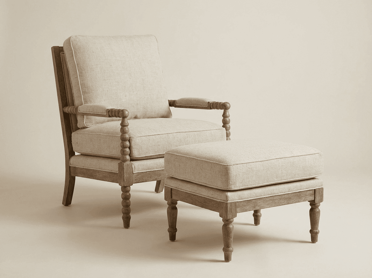 Upholstered glider in natural linen