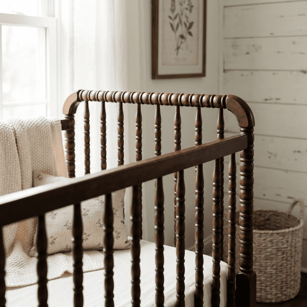 Choose a classic spindle or Jenny Lind crib