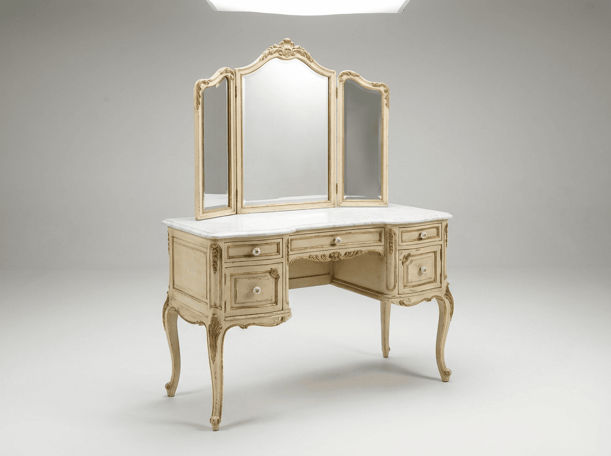 Painted antique-style vanity with marble top