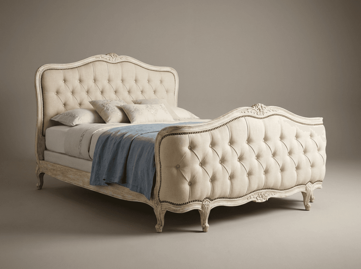 Louis-style upholstered bed frame