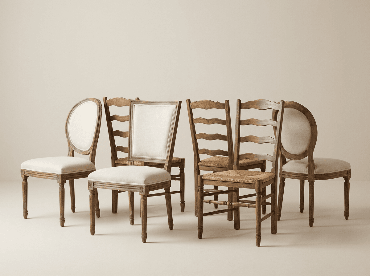 Mixed French dining chairs