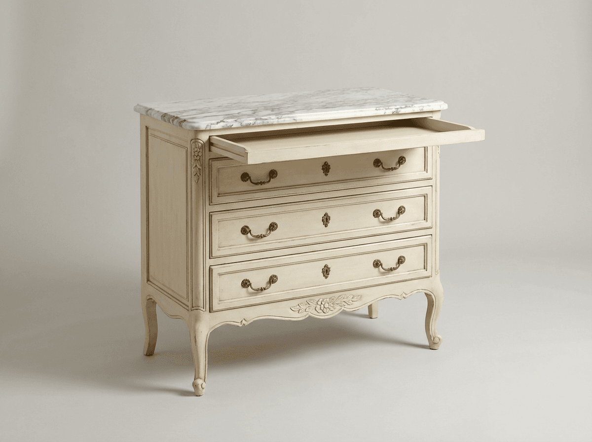 Marble-topped changing commode