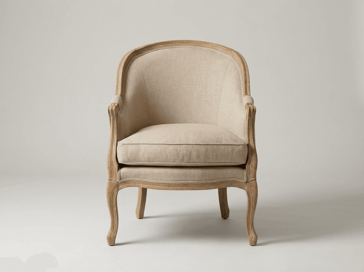 Upholstered nursing chair in linen