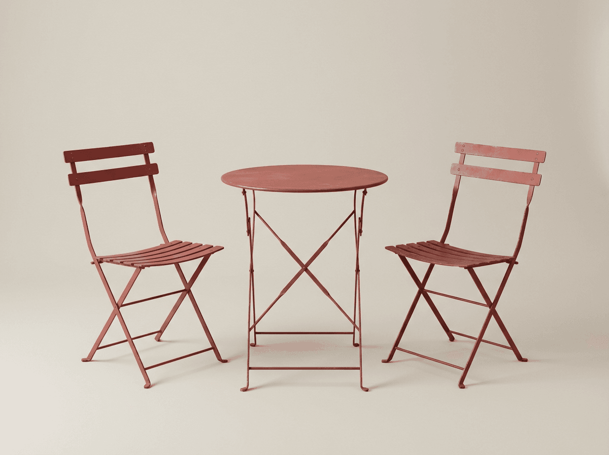 Fermob-style bistro table and chairs