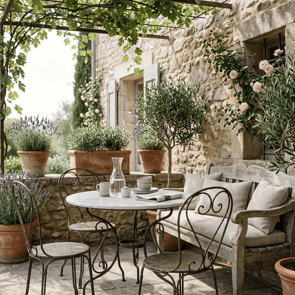 Furnish with French bistro or provençal garden furniture
