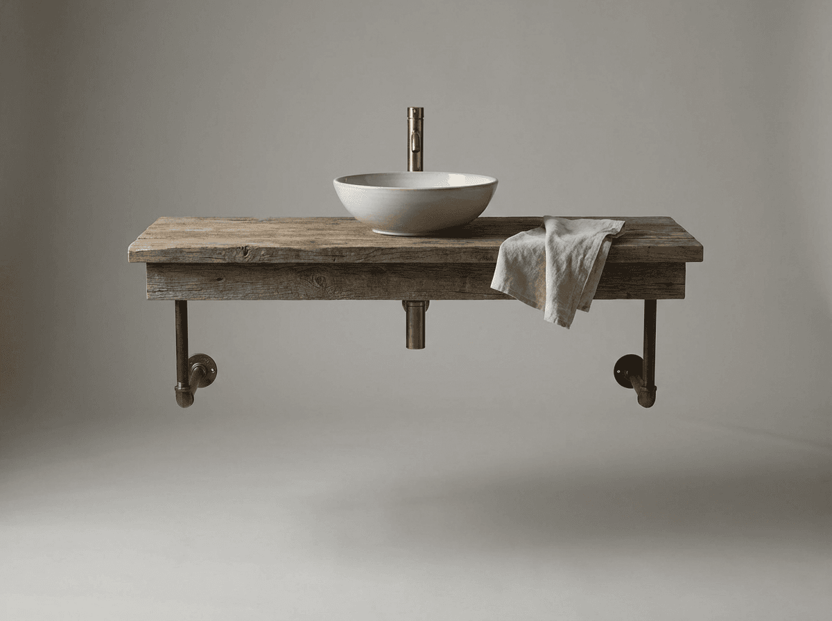 Reclaimed wood floating vanity