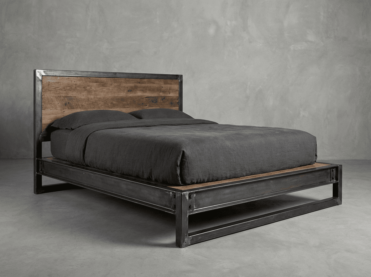 Steel-frame platform bed