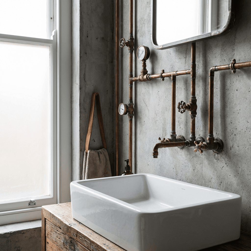 Install exposed plumbing as a design feature
