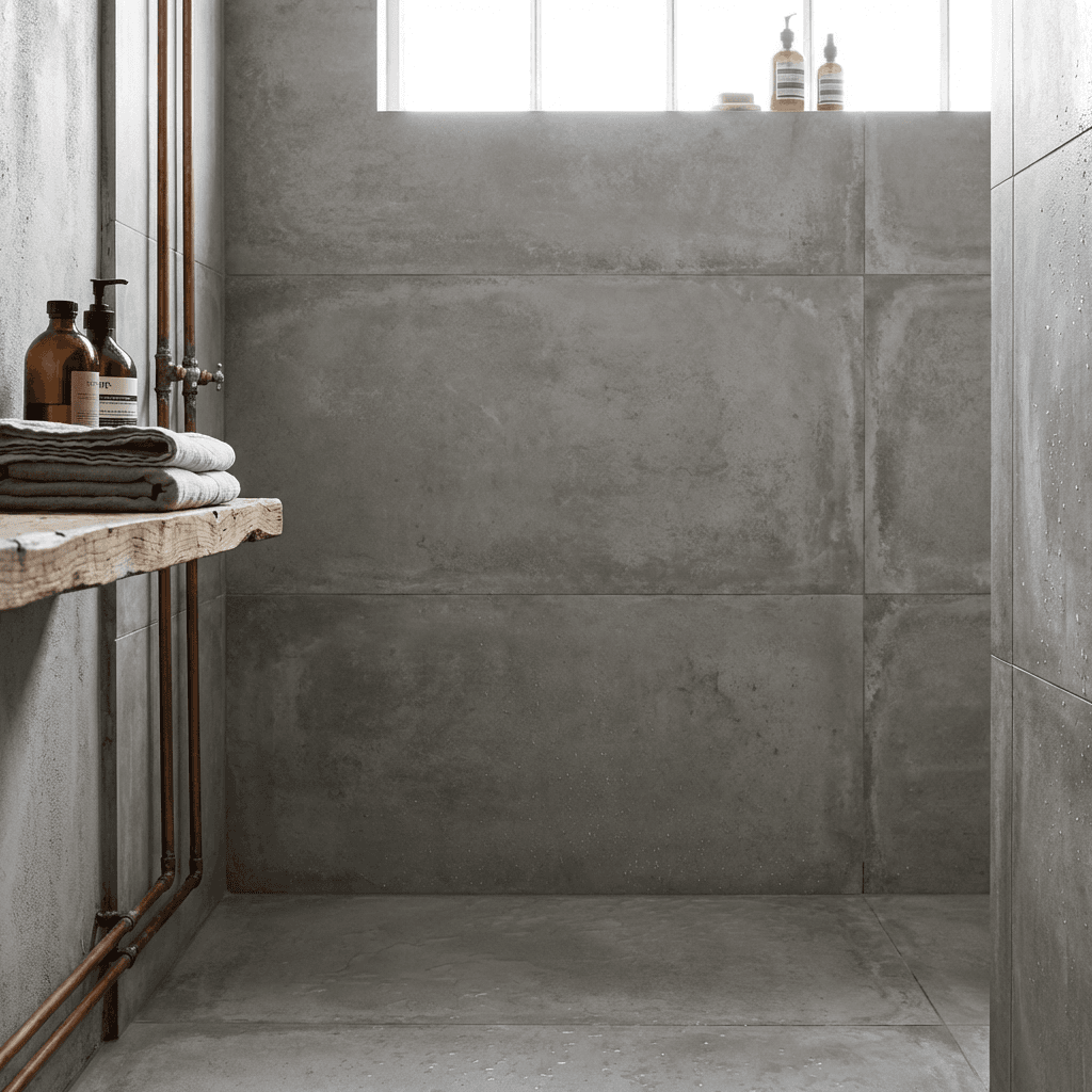 Opt for large-format concrete-effect tiles