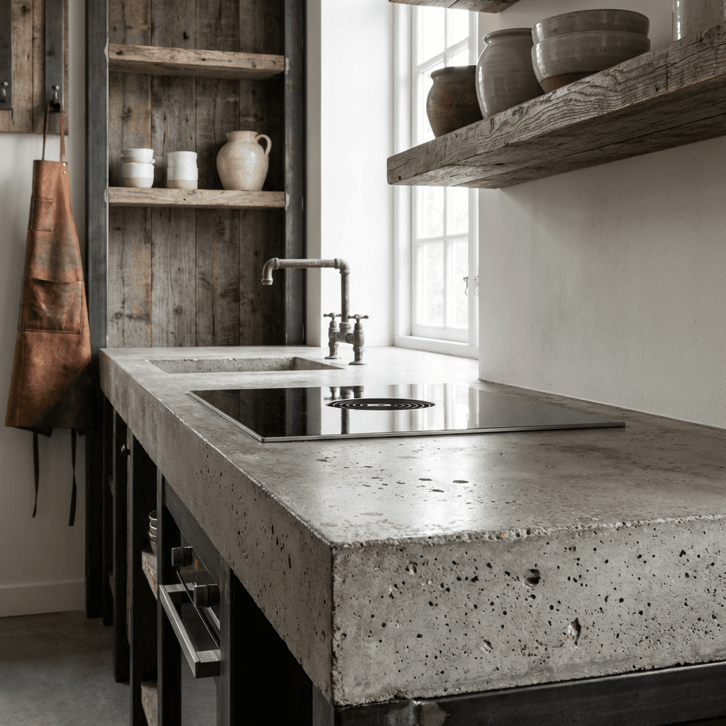 Choose stainless steel or concrete countertops