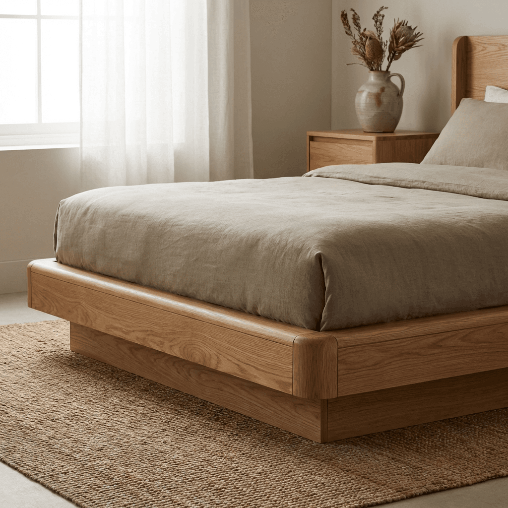 Select a low, solid-wood bed frame