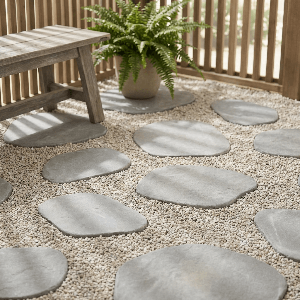 Create a gravel or stepping-stone ground plane