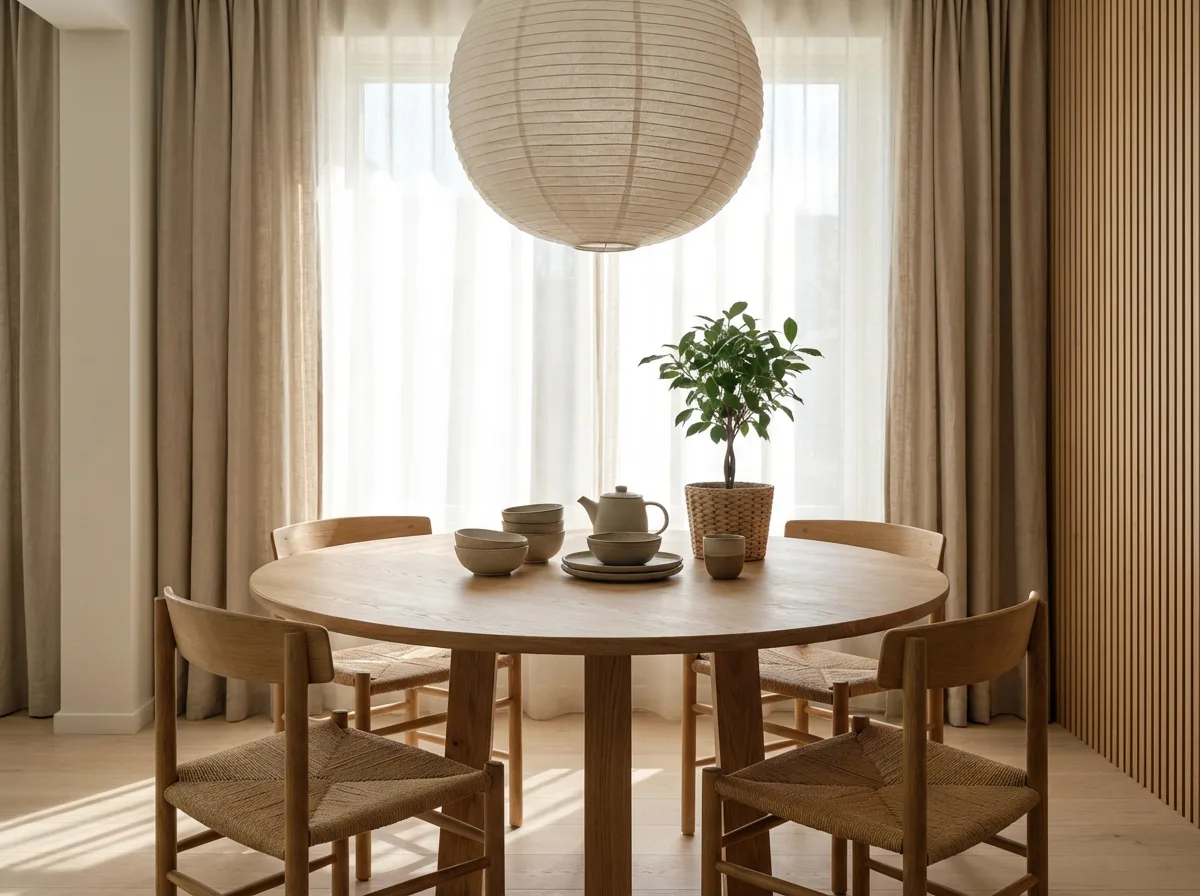 Japandi dining room interior