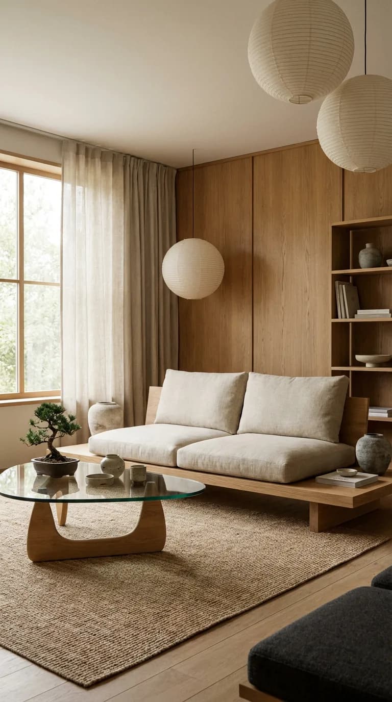 Japandi living room interior