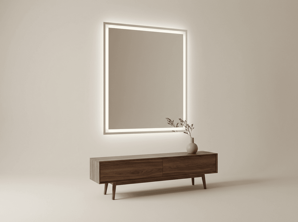 Backlit mirror panel