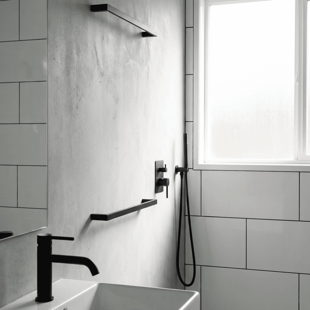 Use matte black fixtures as graphic accents