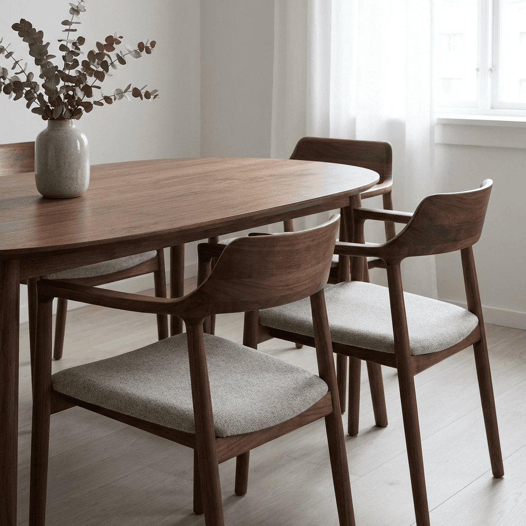 Match chairs to the table's material language
