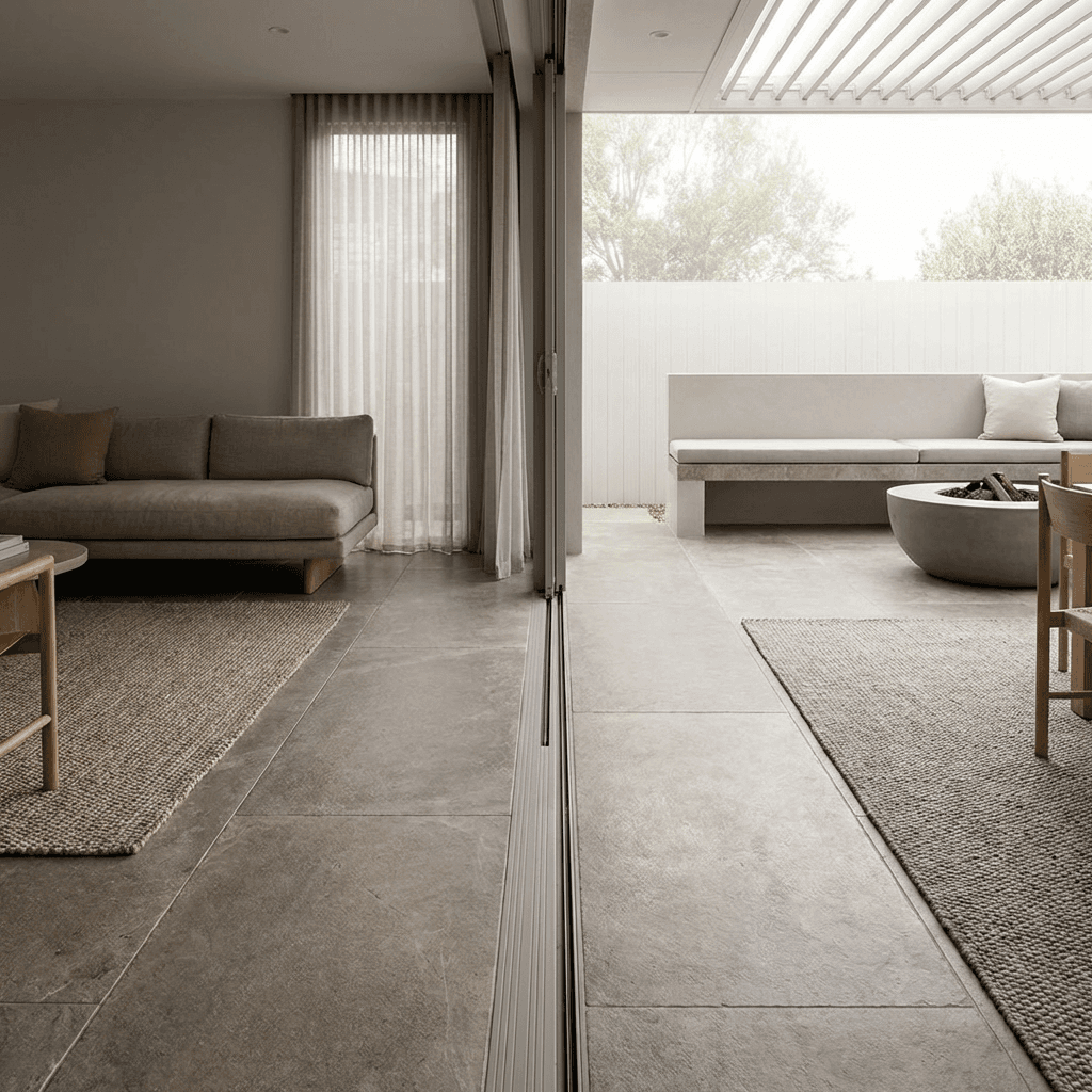 Use a single flooring material for seamless indoor-outdoor flow