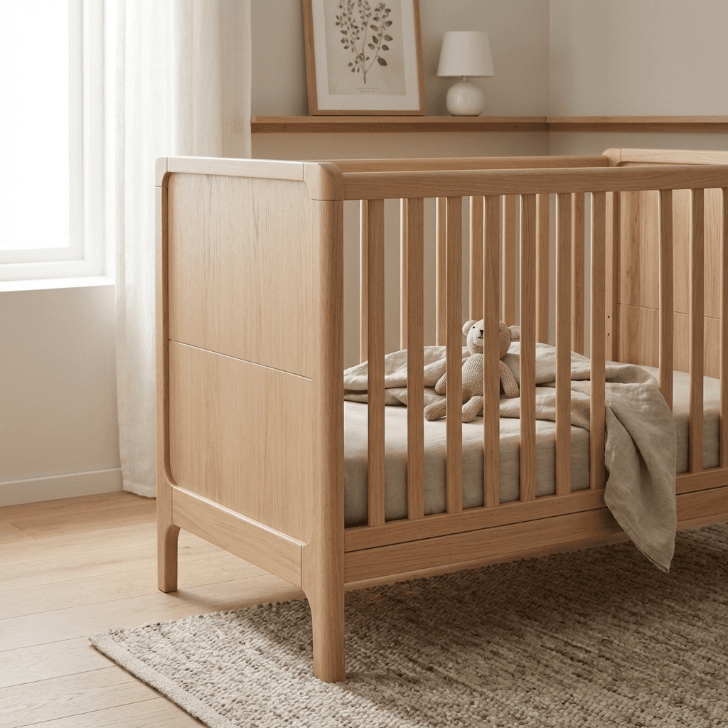 Invest in a convertible crib in natural wood