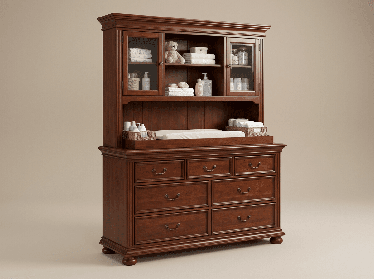 Changing dresser with hutch top