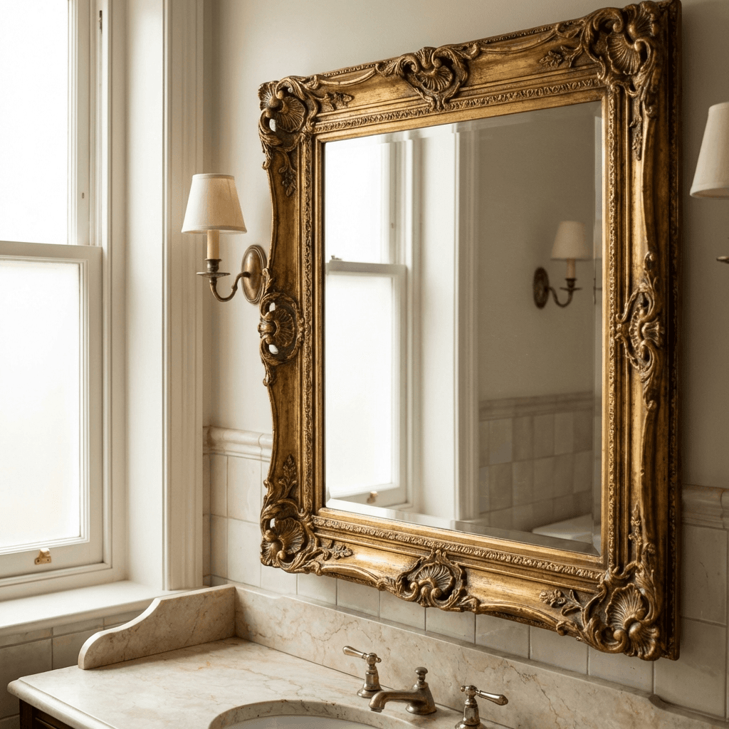 Frame the mirror with molding or choose an ornate gilded frame