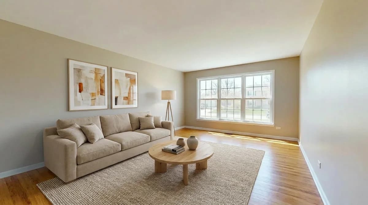 The same living room after AI virtual staging