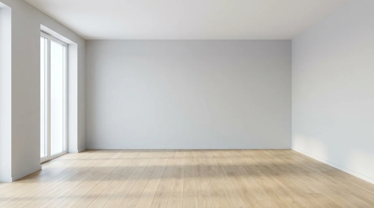 Lege, ongemeubileerde woonkamer voor het AI-interieurontwerp