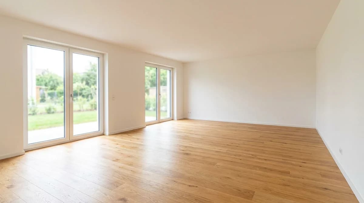 Empty unfurnished living room before virtual staging