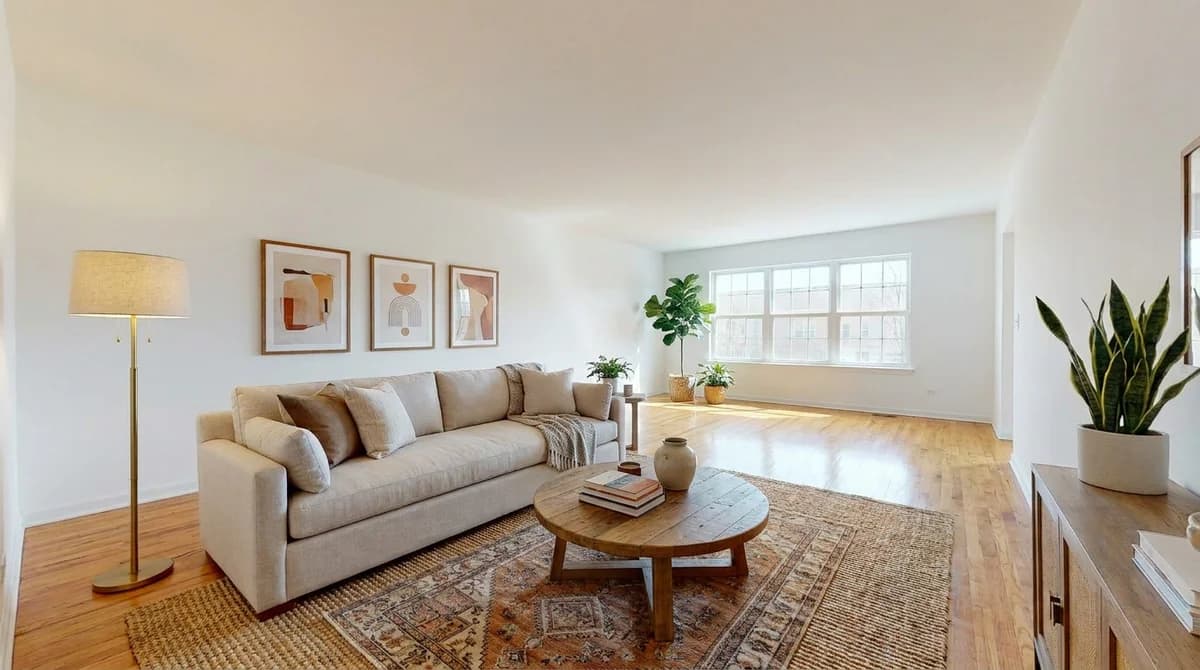 The same living room after AI virtual staging