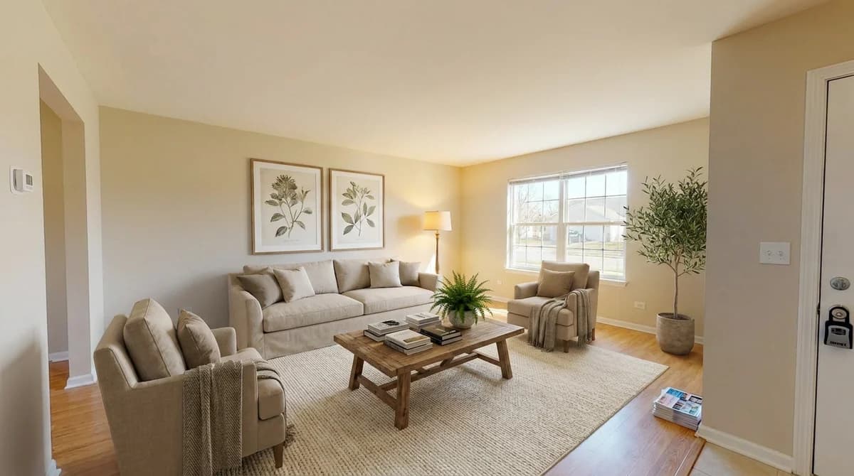 The same living room after AI virtual staging