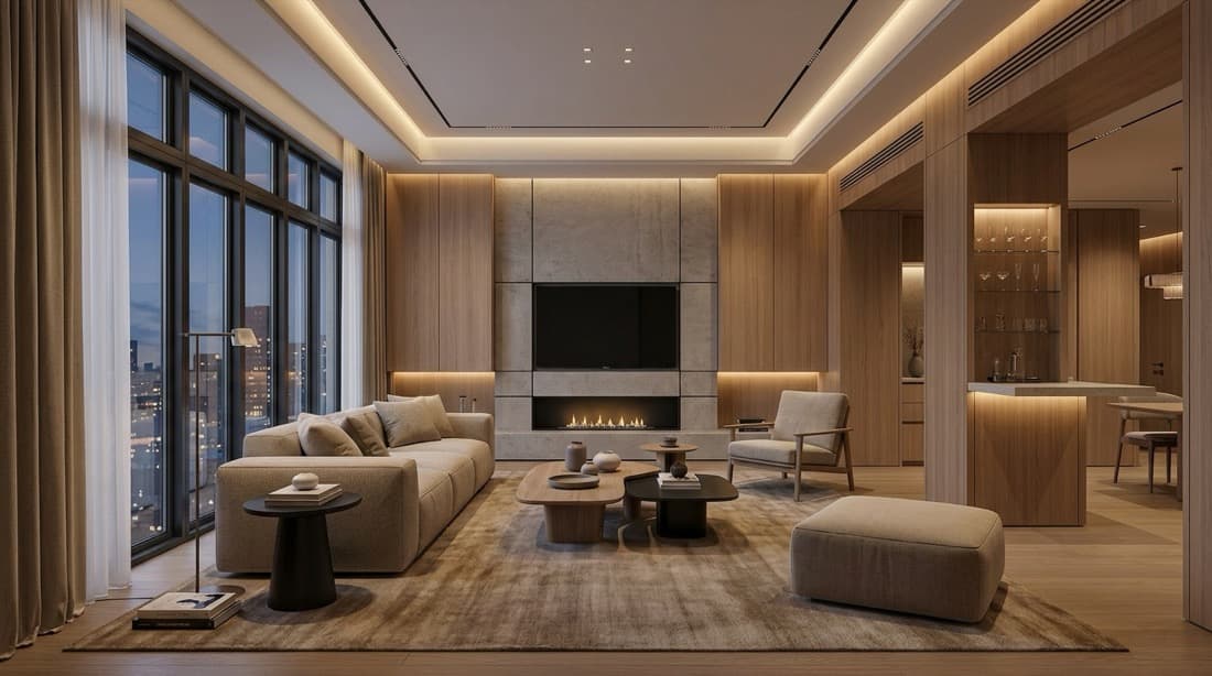 Furnished living room open in the Editor