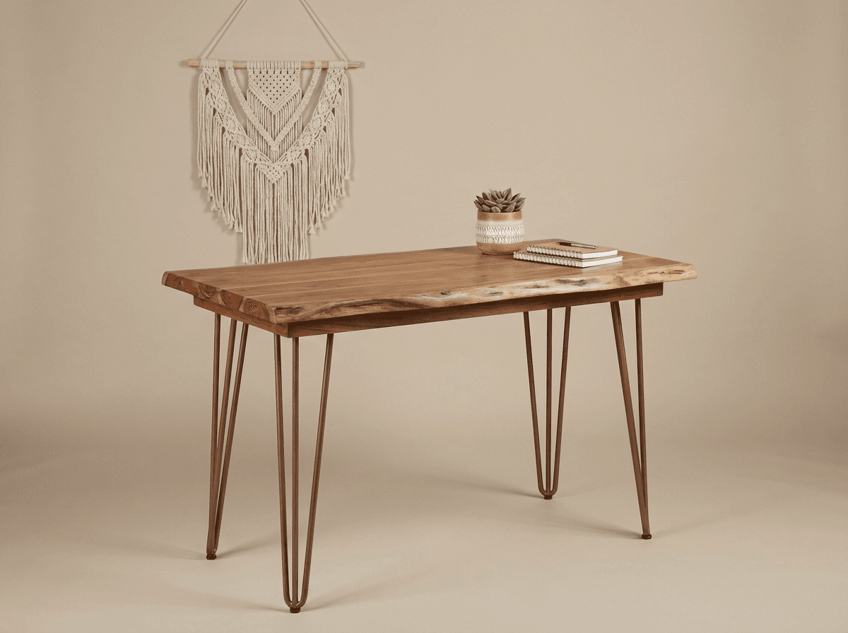 Live-edge wood writing desk