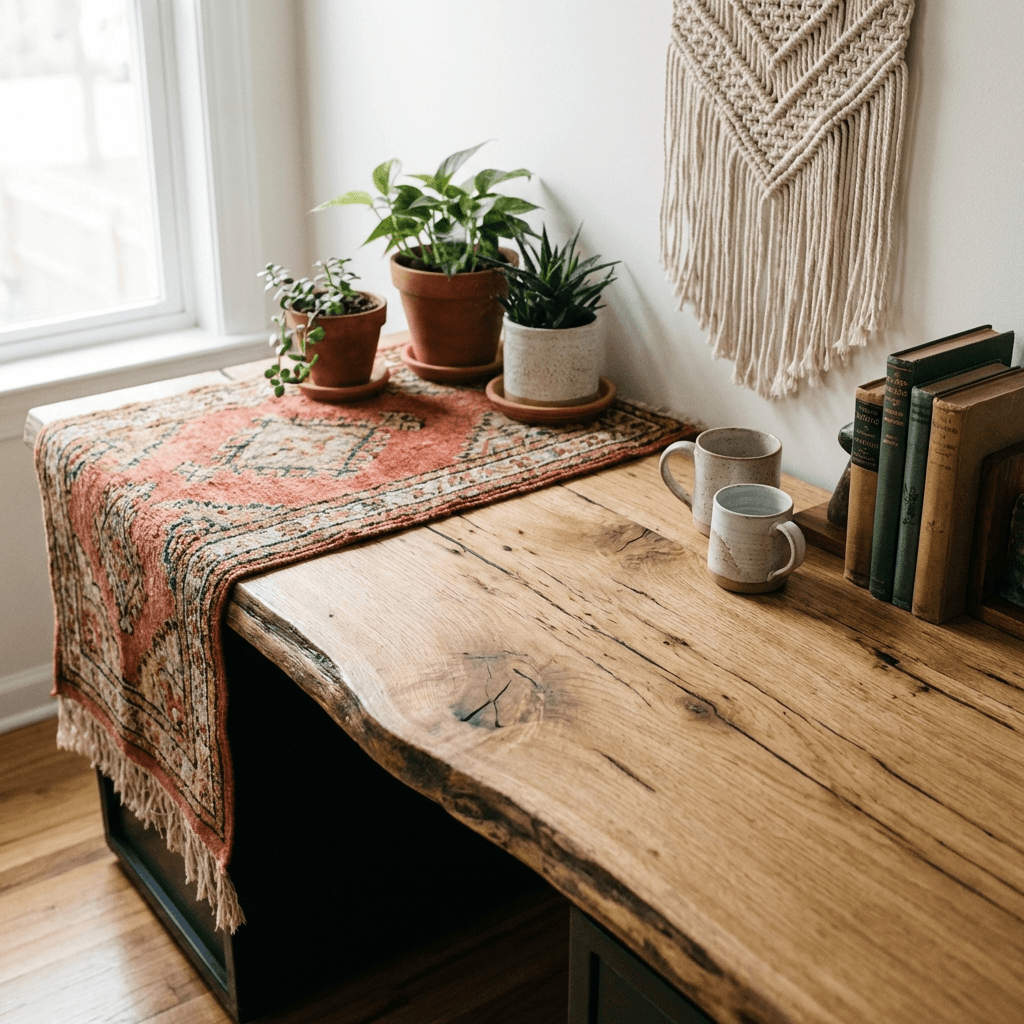 Choose a natural wood desk with character