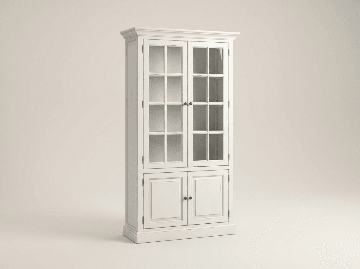 Glass-front bookcase in painted wood