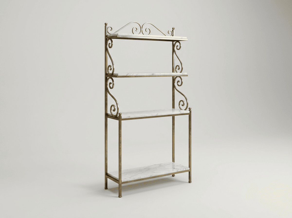 Brass and marble étagère