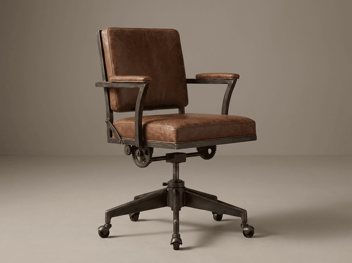 Vintage-style leather task chair