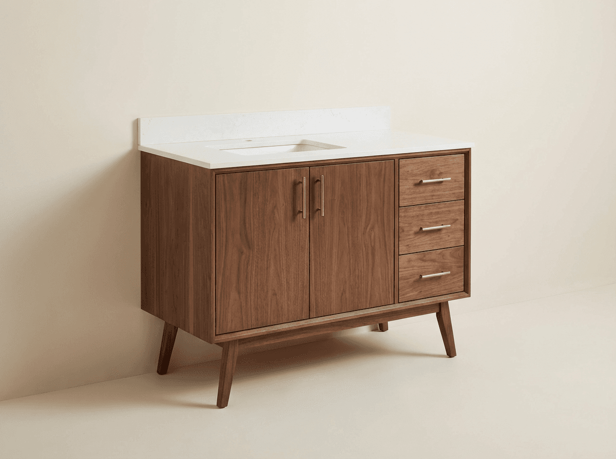 Floating walnut vanity