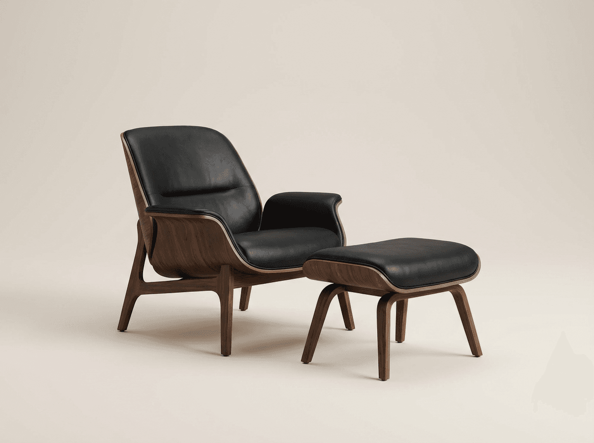 Lounge chair with molded plywood or leather