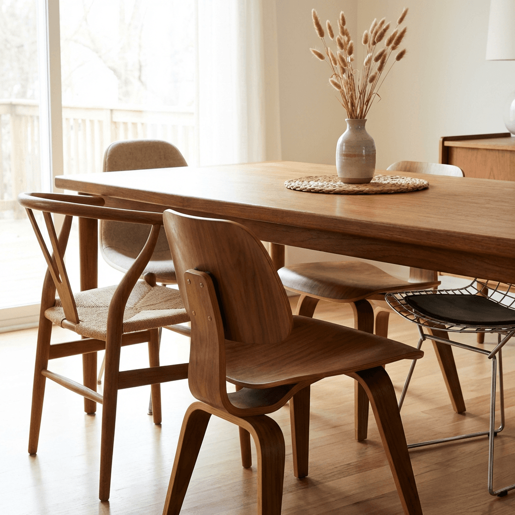 Mix chair styles for curated authenticity