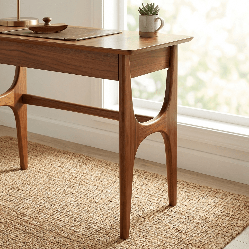 Choose a writing desk with sculptural legs, not a bulky executive desk
