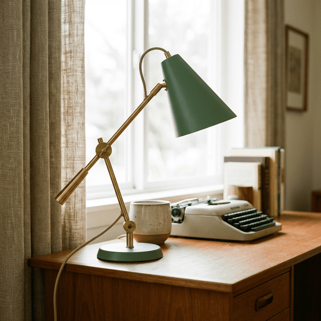 Add a desk lamp with a pivoting arm or cone shade