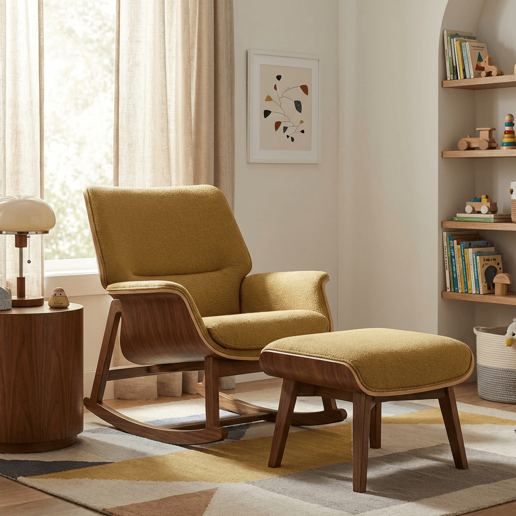 Choose a glider or rocker with a mid-century silhouette