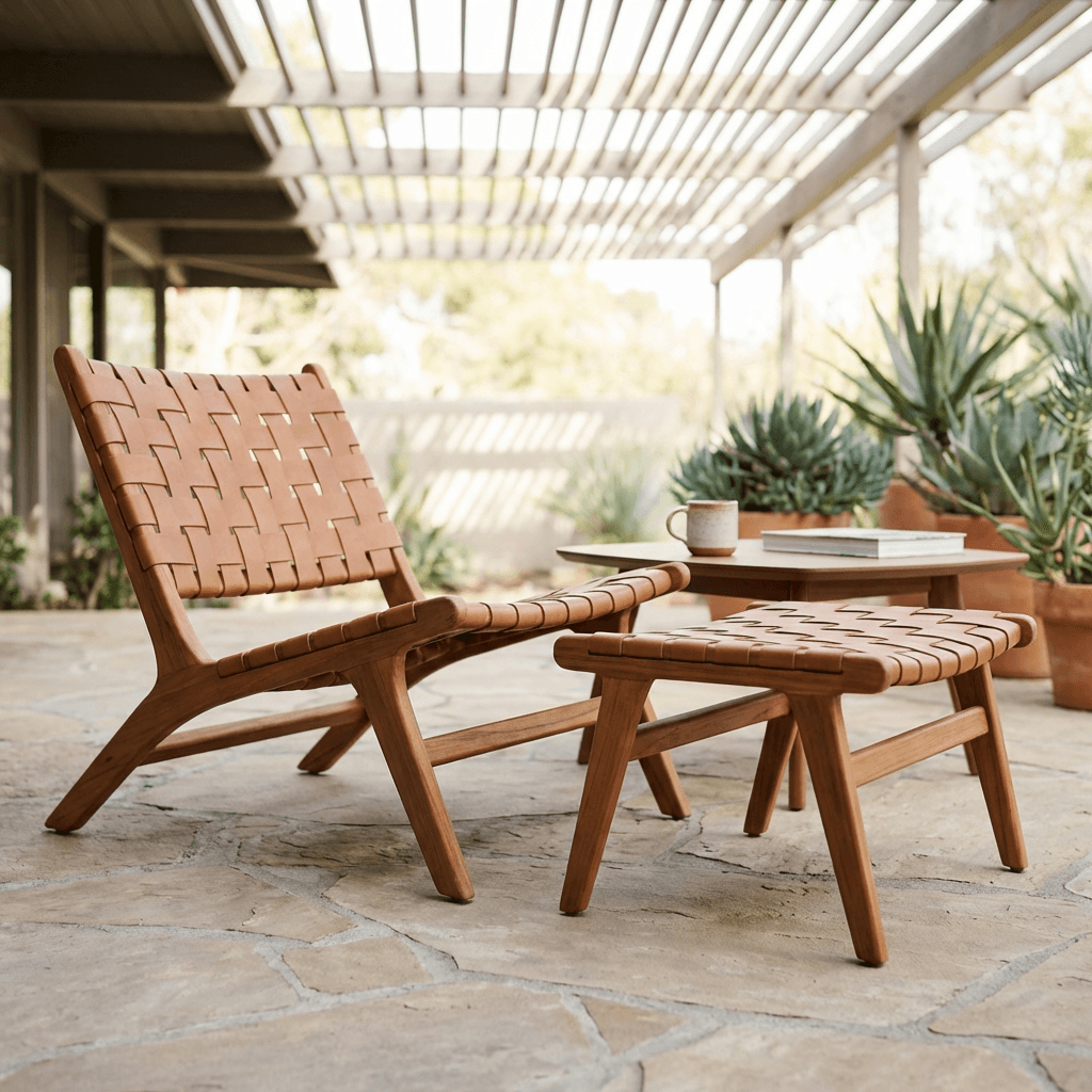 Choose low-slung outdoor furniture with clean lines