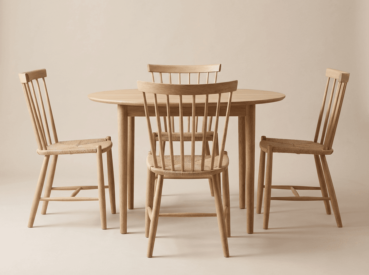 Spindle-back dining chairs