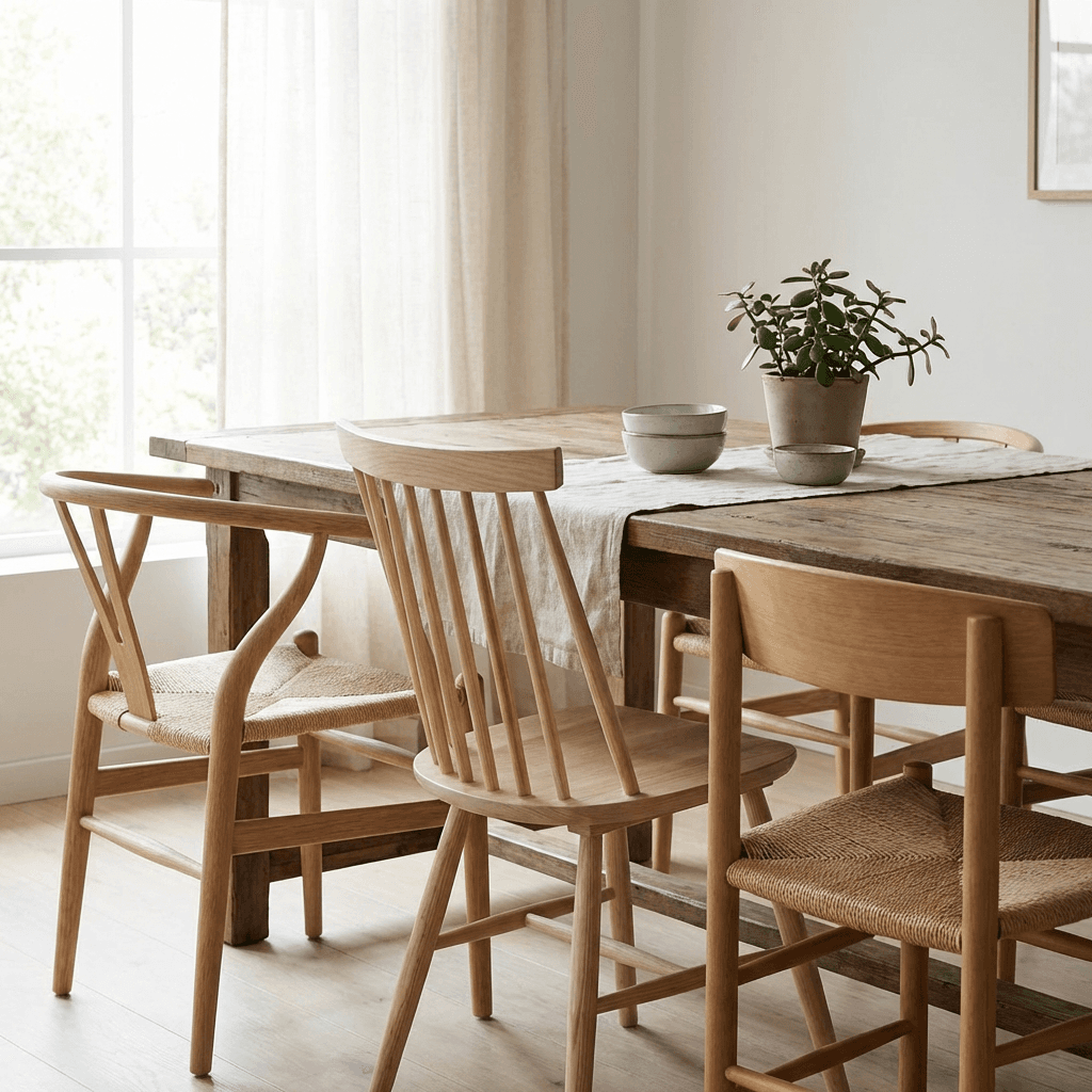 Mix chair styles within a material family