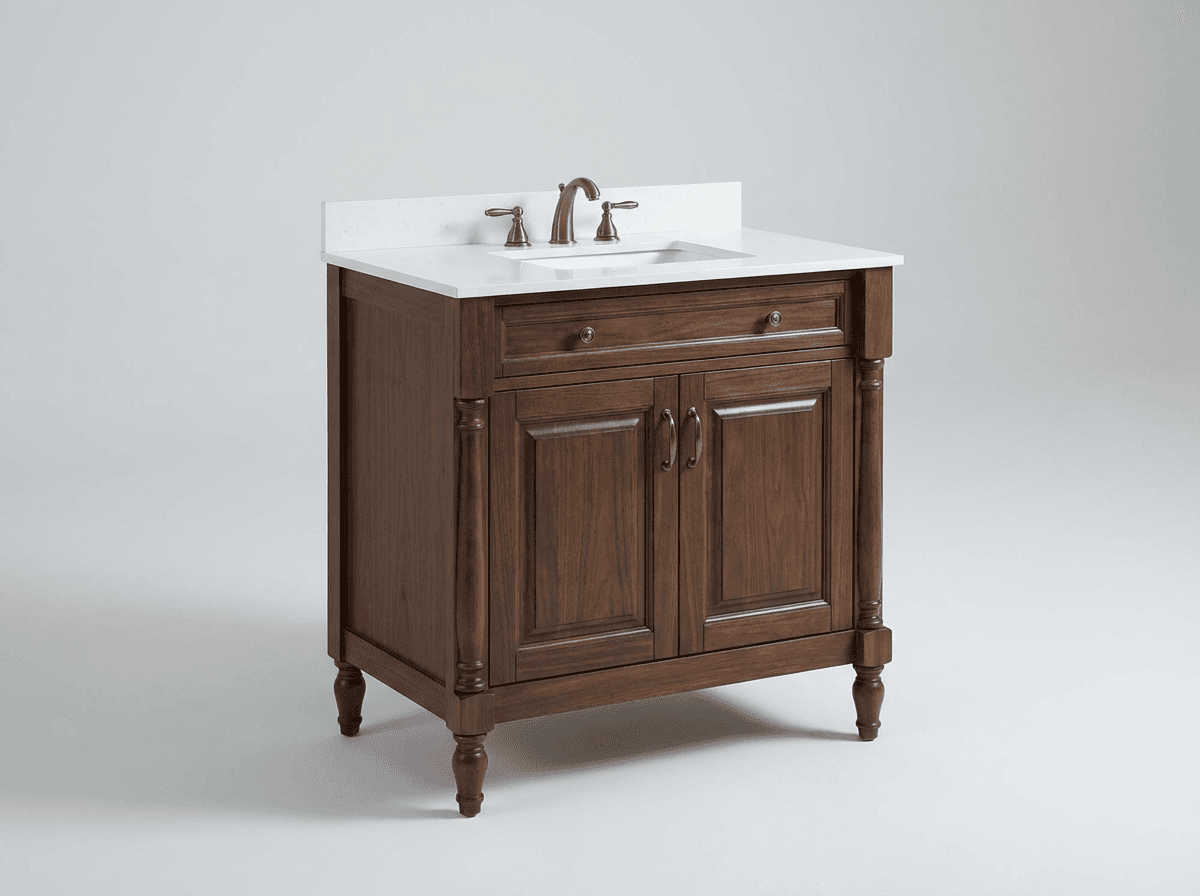 Furniture-style vanity in dark wood