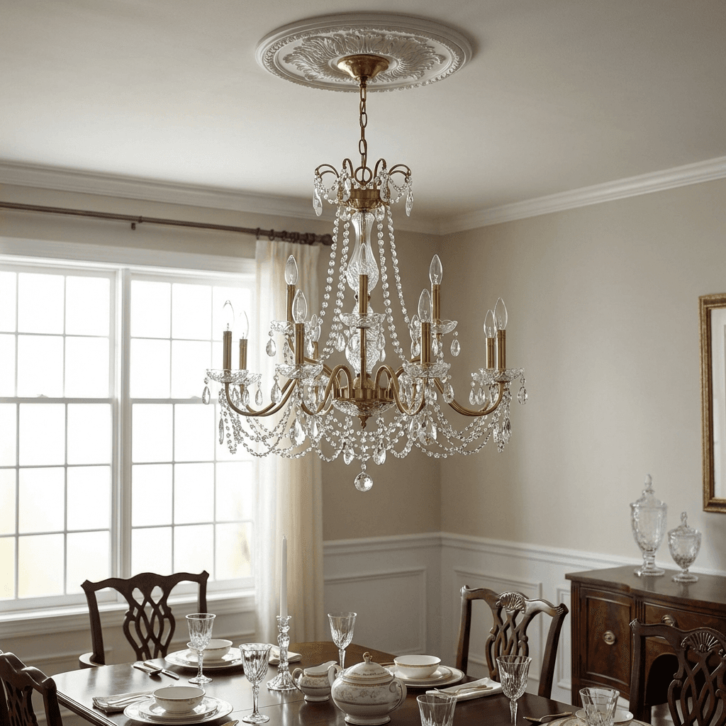 Hang a chandelier as the room's crown jewel